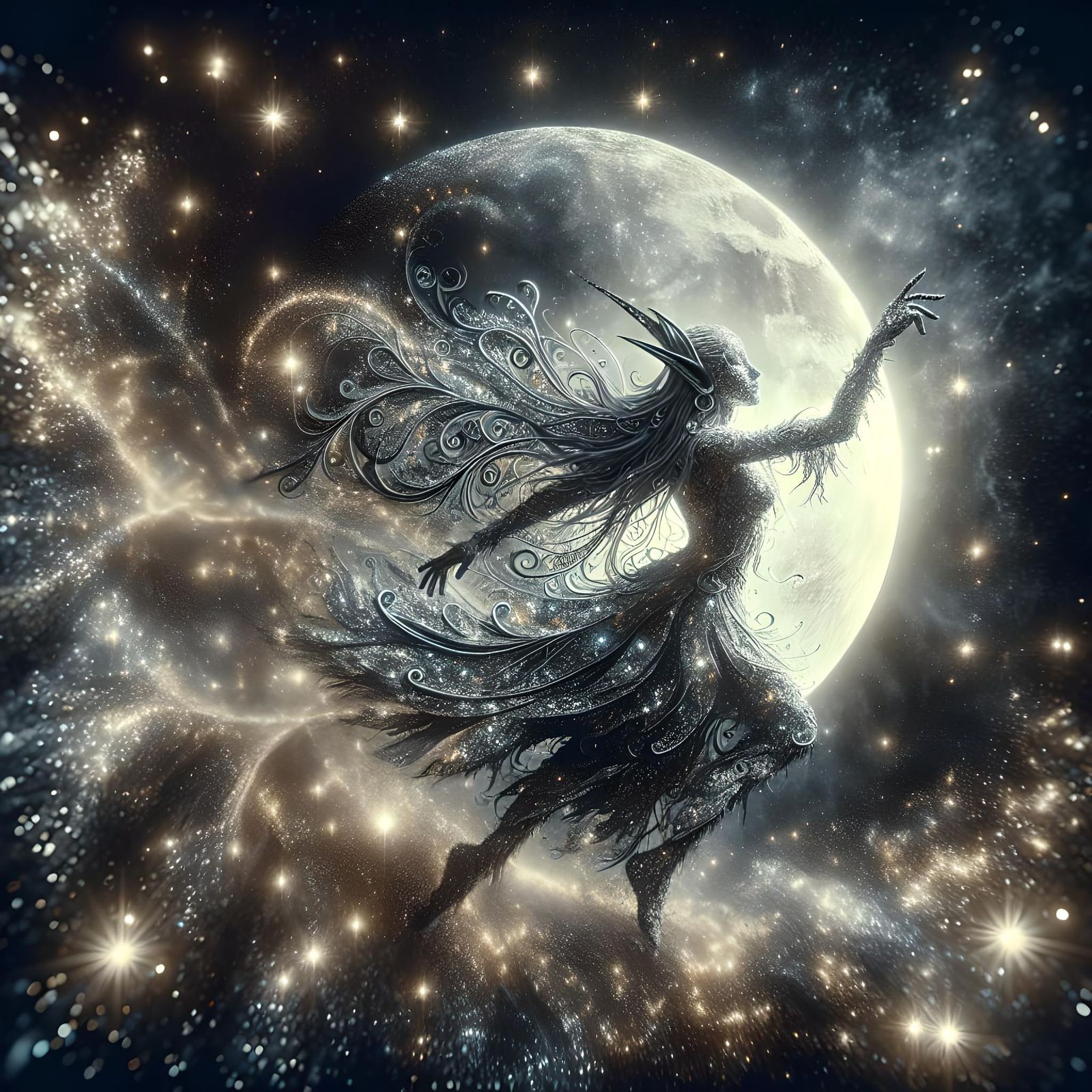 Wood Elf Dance in Moonlight: Digital Matte Painting