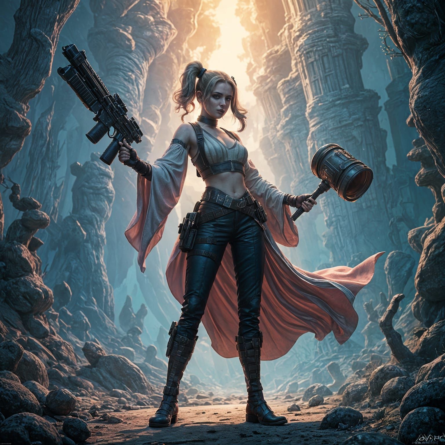 Stunning Hybrid Character in Vibrant Fantasy Environment