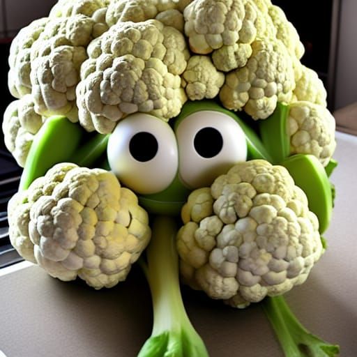 Humorous Cauliflower Person Generated by AI