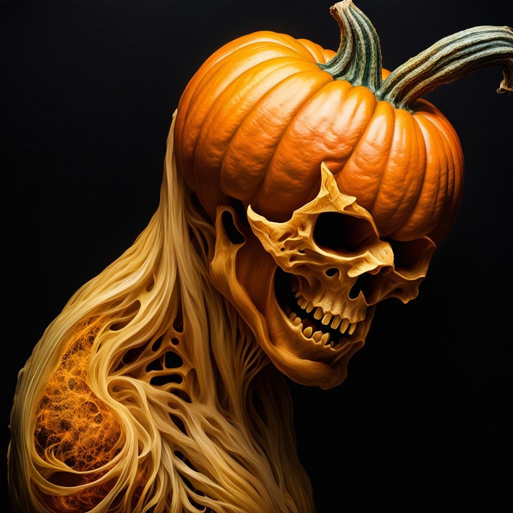 Surreal Pumpkin Carving in Body Horror Style