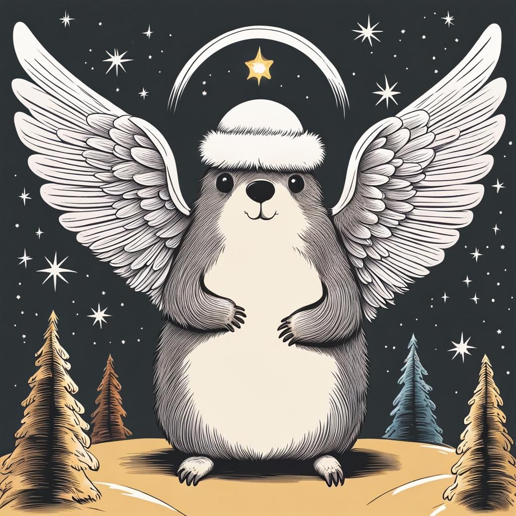 Christmas Mole with Angel Wings in Simple Style
