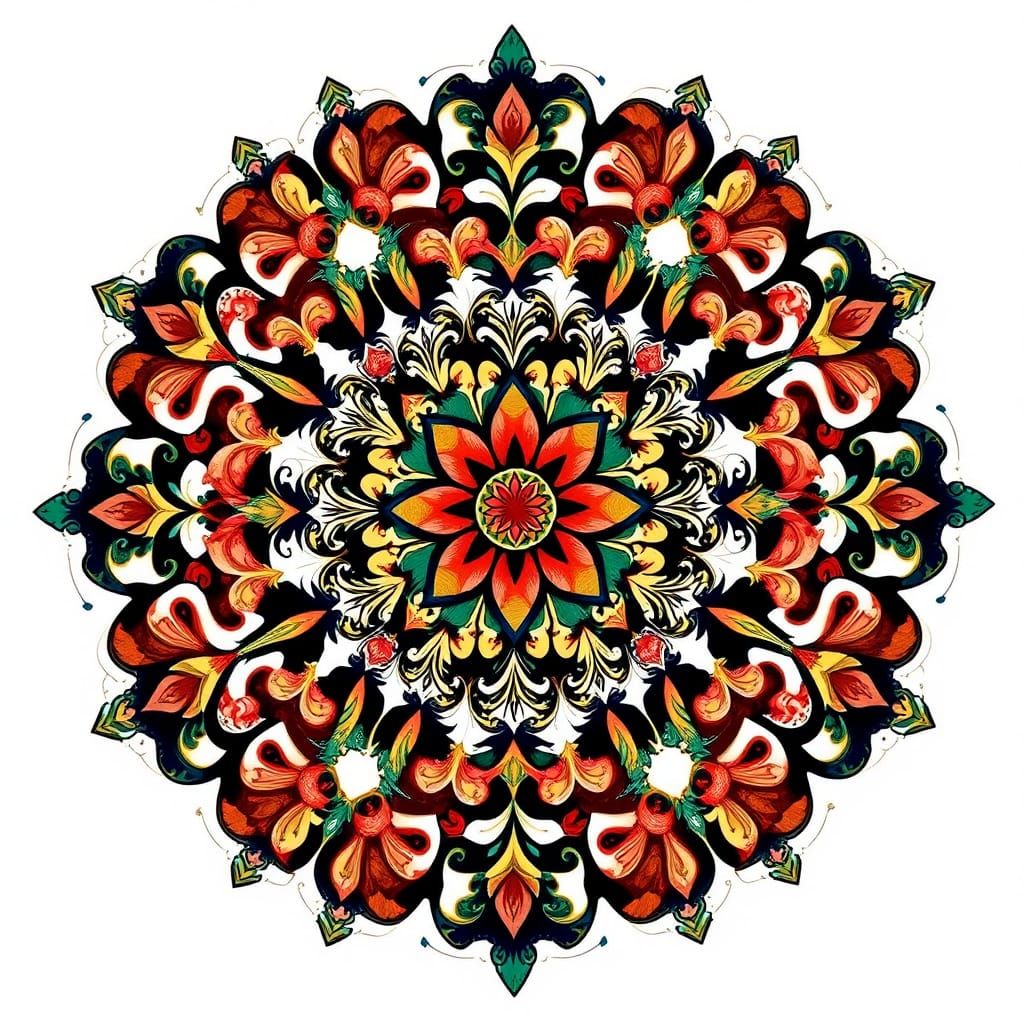Floral Mandala in Turkish Art Style