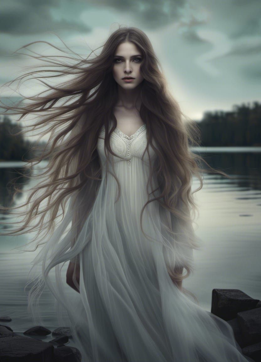 Ethereal Ghost Lady by the Lake