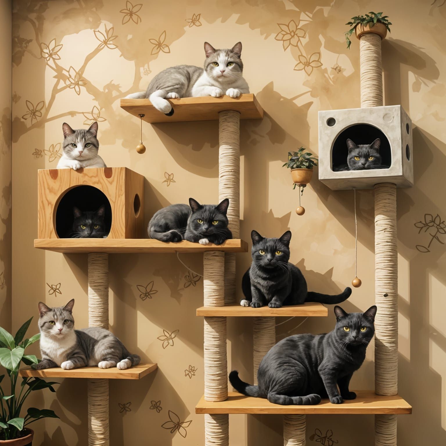 Anime Cat Tree with Atomic Cats