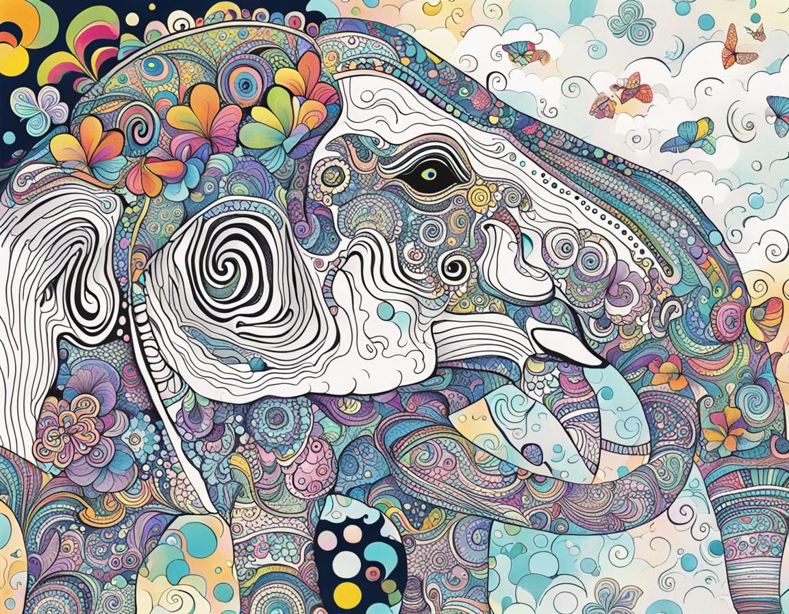 Psychedelic Elephants Generated by AI