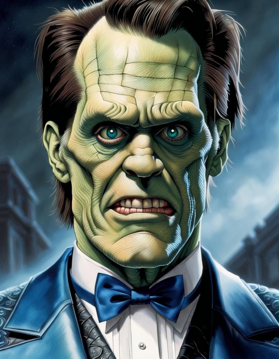 Jim Carrey as Frankenstein's Monster in Colored Pencil