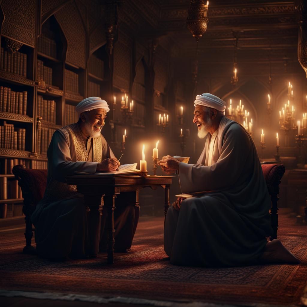 Old Arabic Men Writing a Book