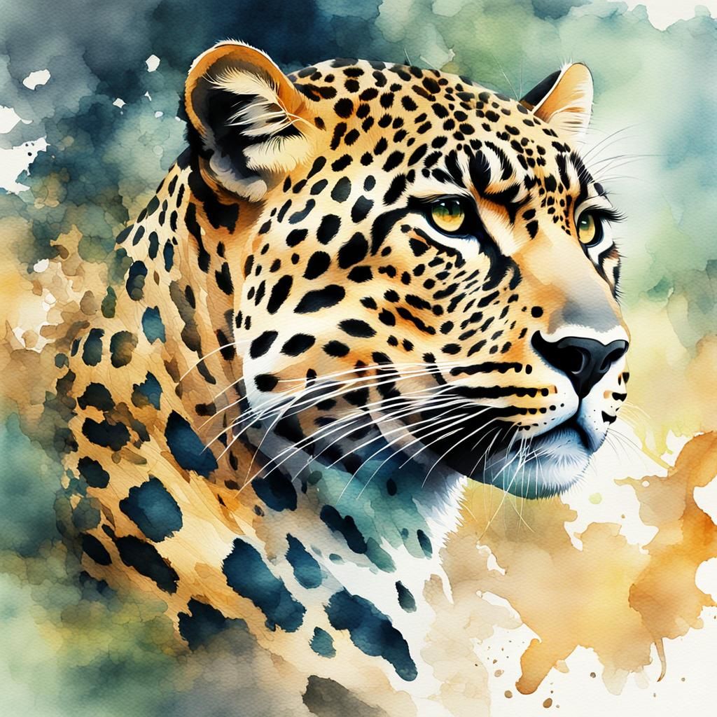 Léopard à l'aquarelle