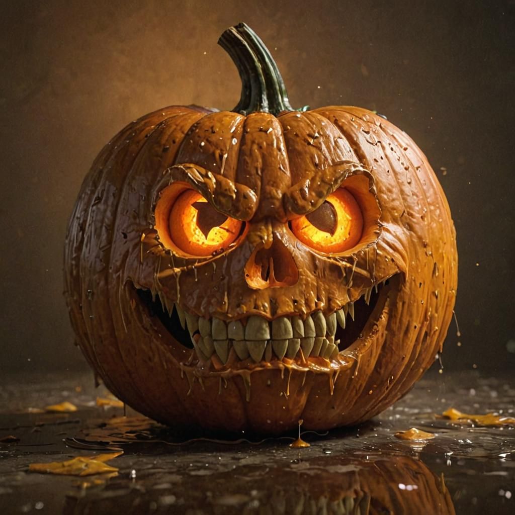 Hyperrealistic Jack-o'-Lantern with Dramatic Lighting