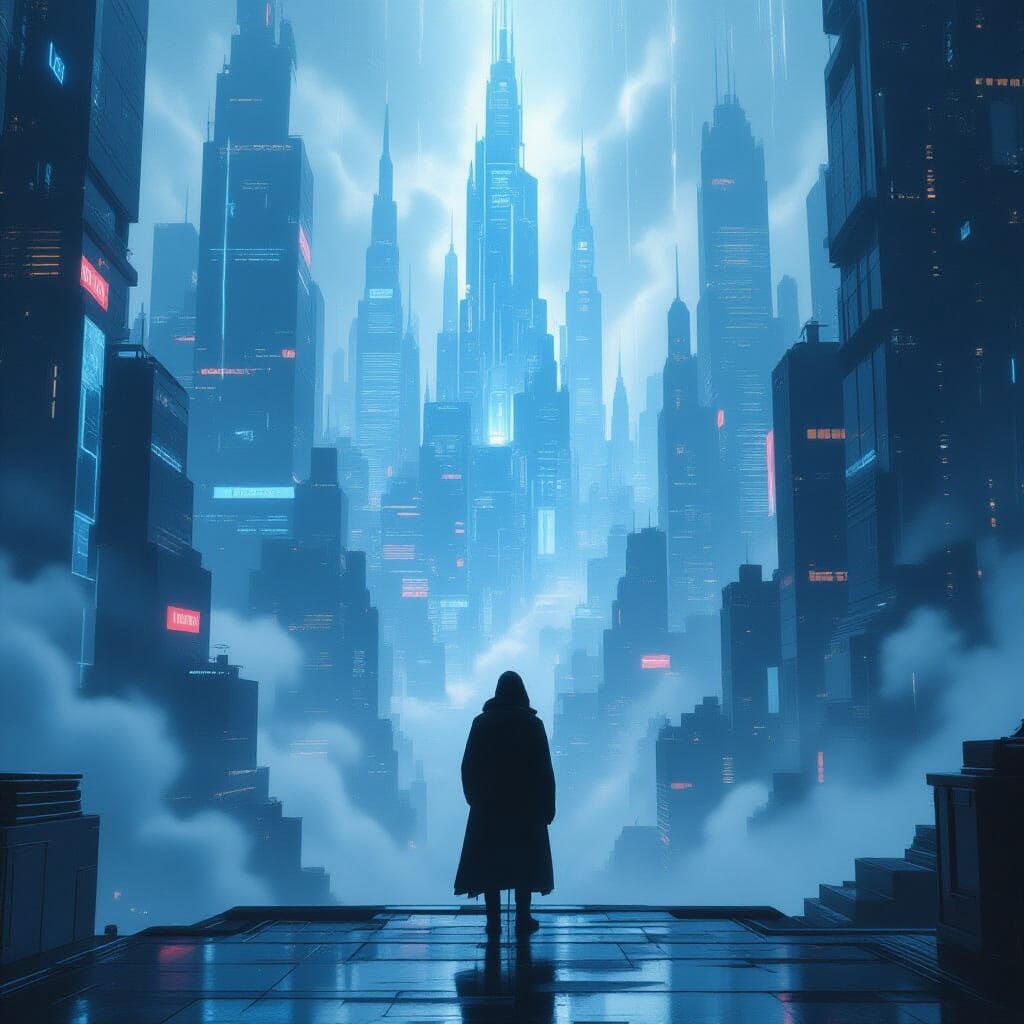 Cyberpunk City Dream in Ethereal Digital Painting