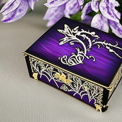 Beautiful Black& purple Gothic jewelry box with beautiful designs on it& Beautiful craftsmanship vibes& High quality vib...