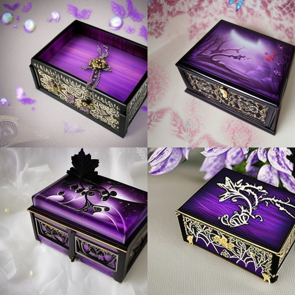 Beautiful Black& purple Gothic jewelry box with beautiful designs on it& Beautiful craftsmanship vibes& High quality vib...