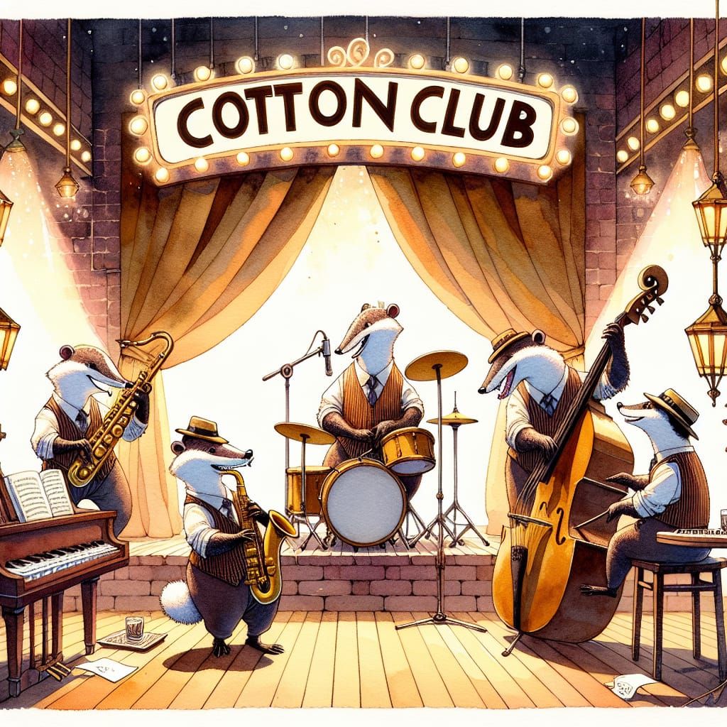 Badger Jazz Band in 1920s Watercolor Style