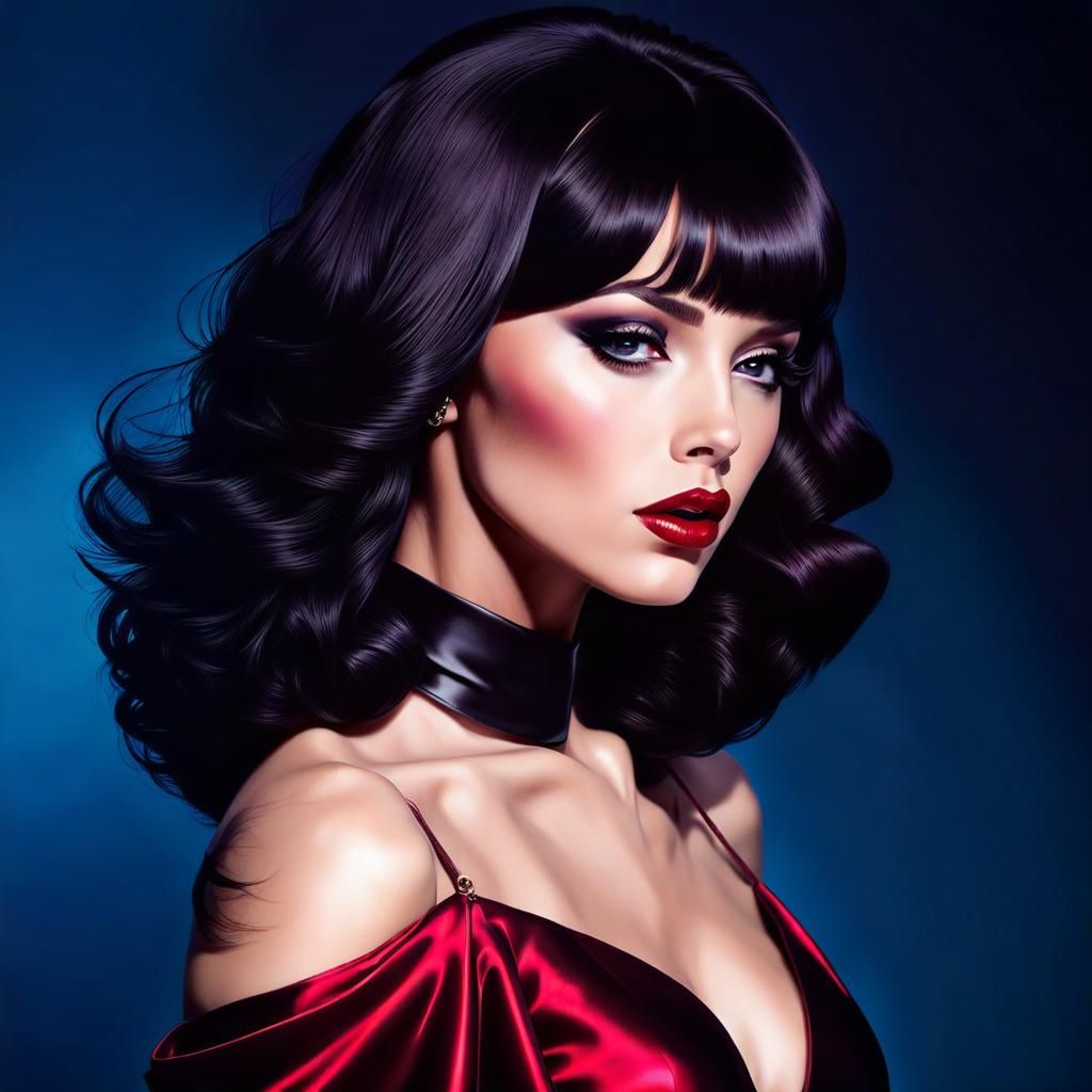 Striking Portrait: Raven Hair, Ruby Lips, Sparks