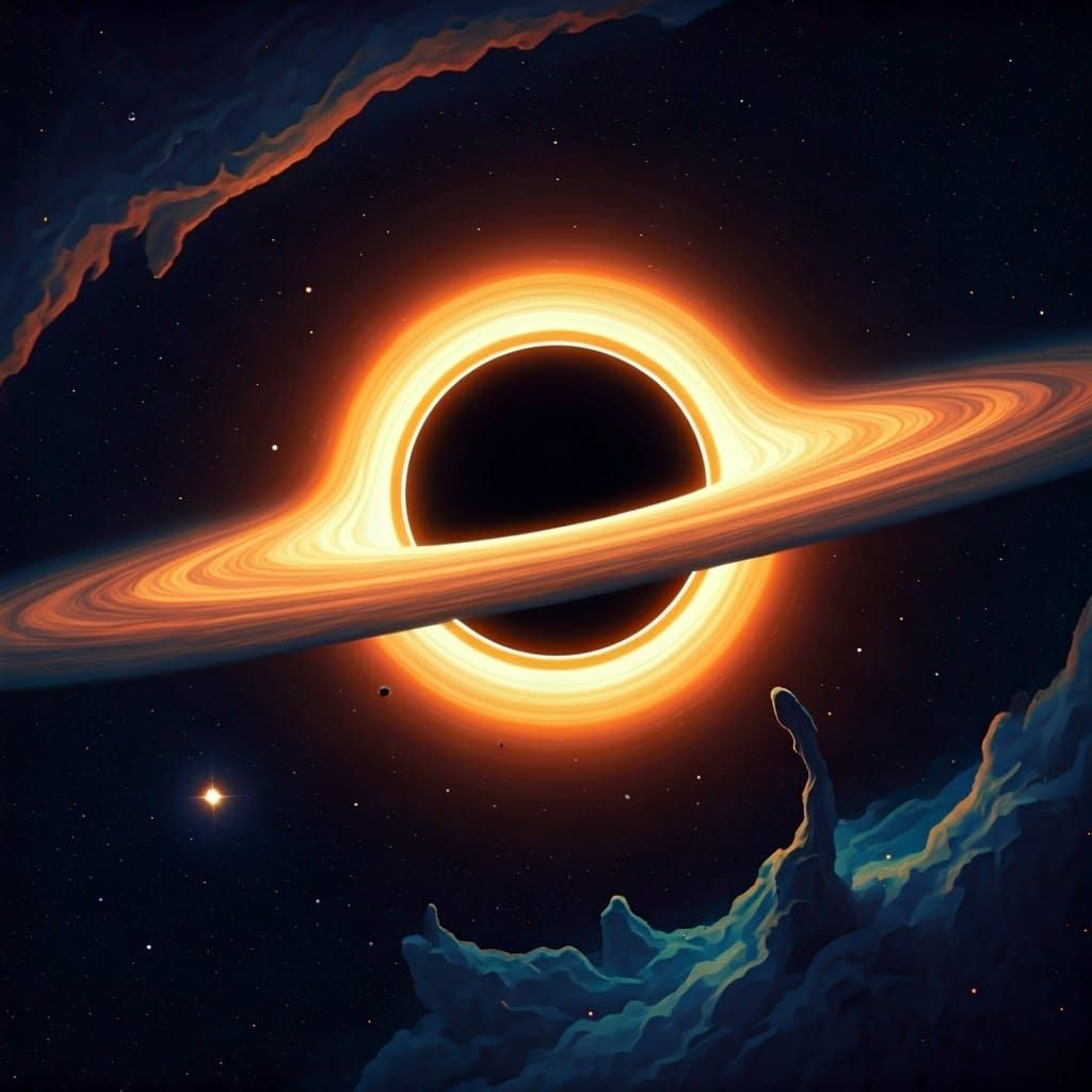 a Majestic star being devoured by a colossal black hole