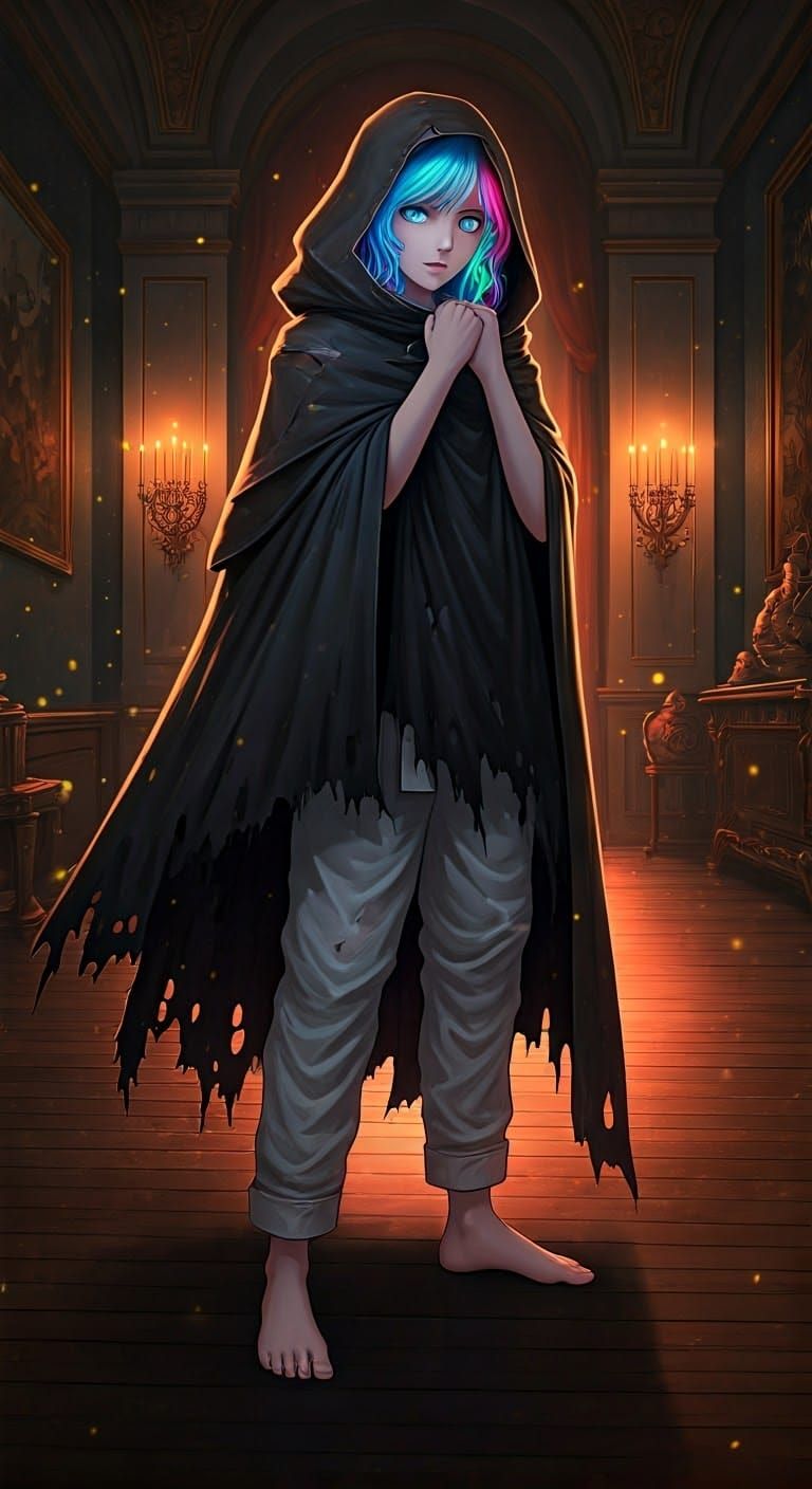 Anime Girl in Taekwondo Pose, Radiant with Magic