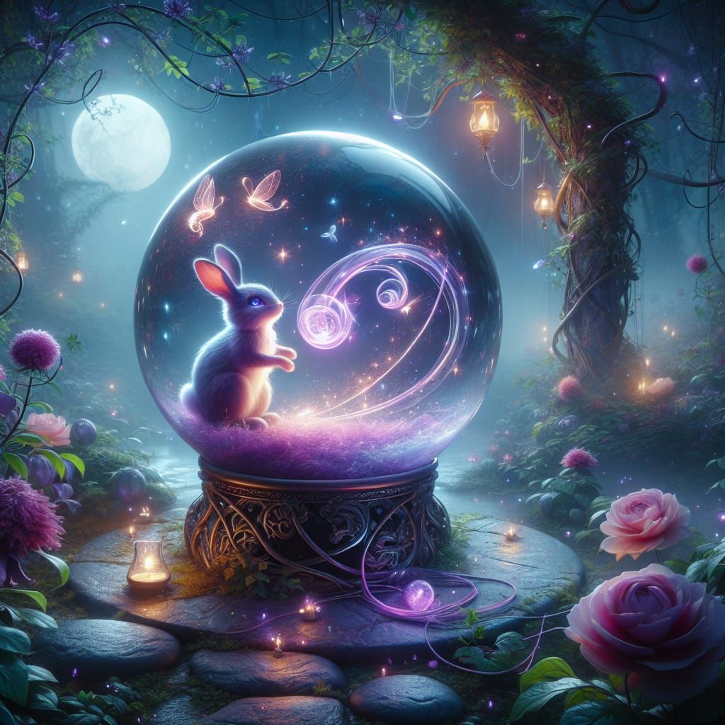 Magical Bunny in Crystal Ball Fantasy Concept Art