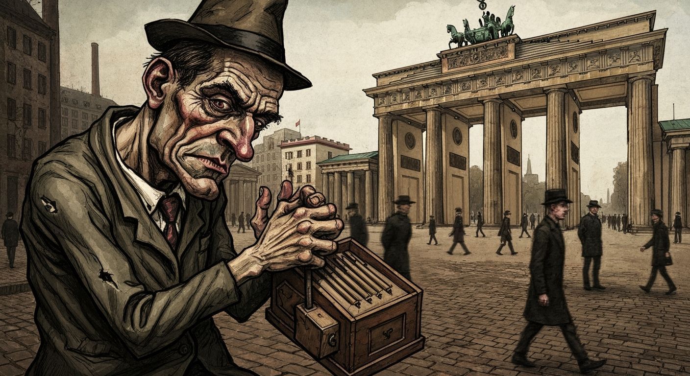 German Expressionist Satire of Brandenburg Gate Scene