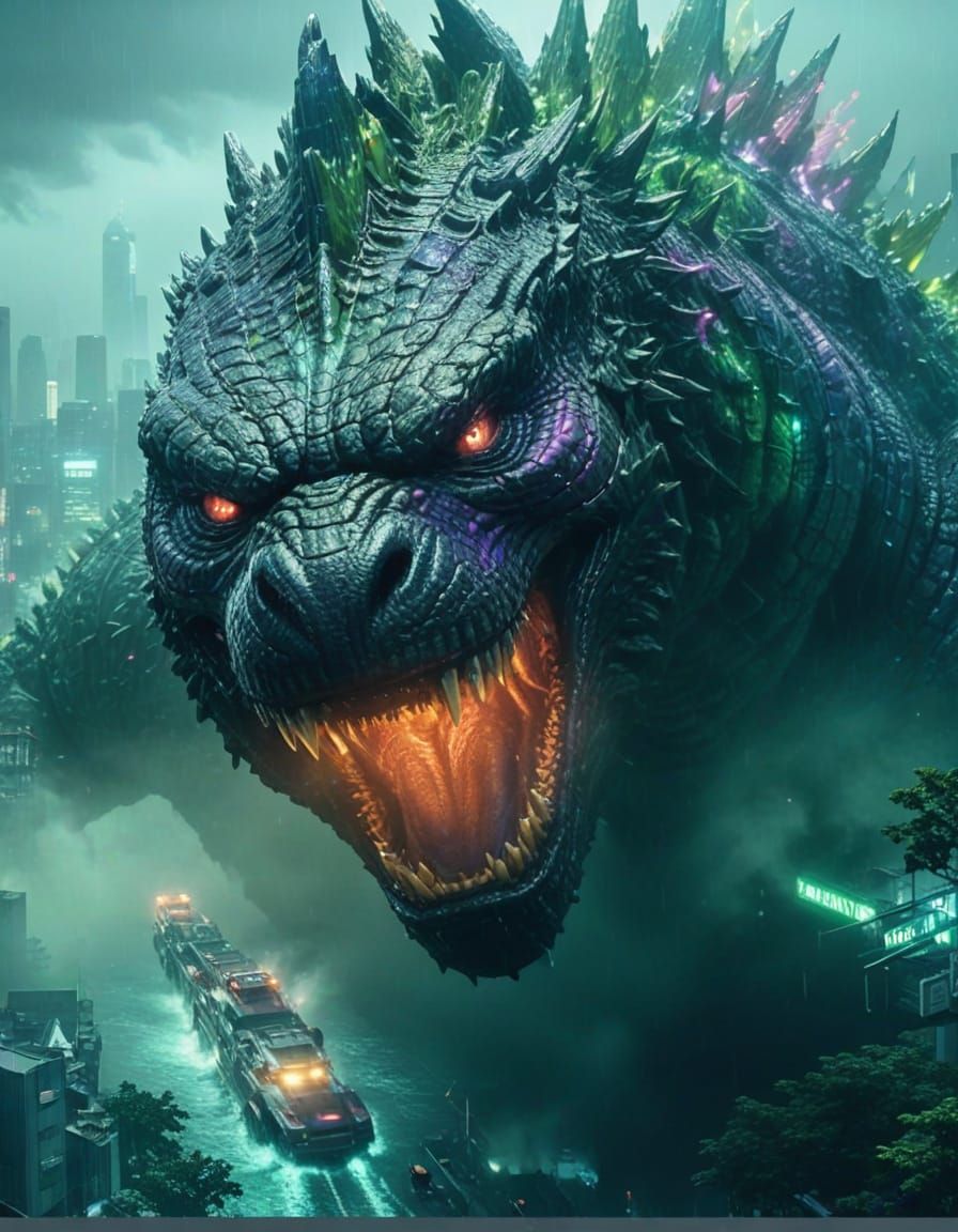 Godzilla in Cyberpunk Tokyo: Concept Art