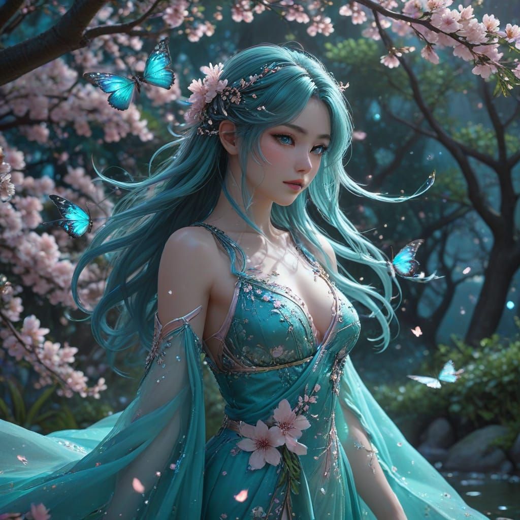 Sakura Goddess in Ethereal Garden