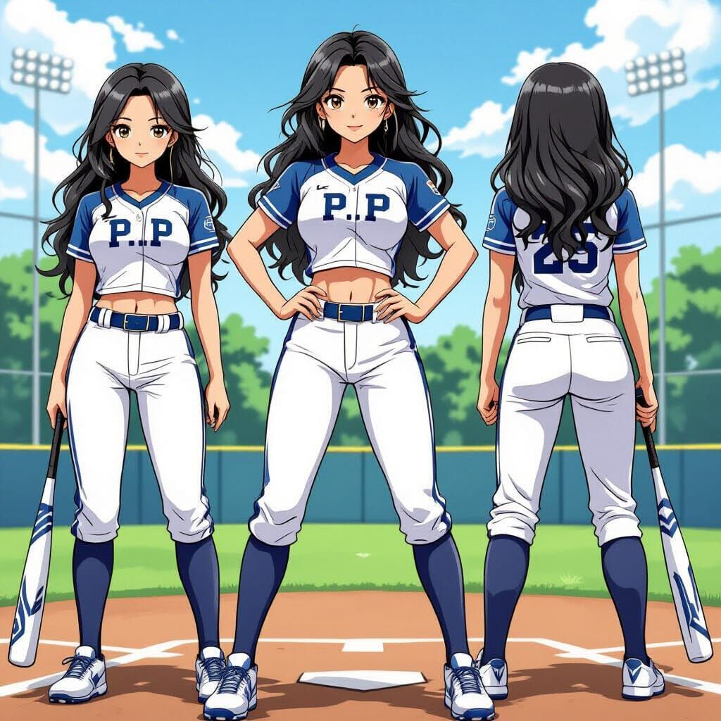 Female Softball Player in Graphic Novel Anime Style