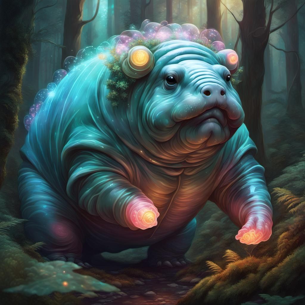Magical Tardigrade in Forest Illustration