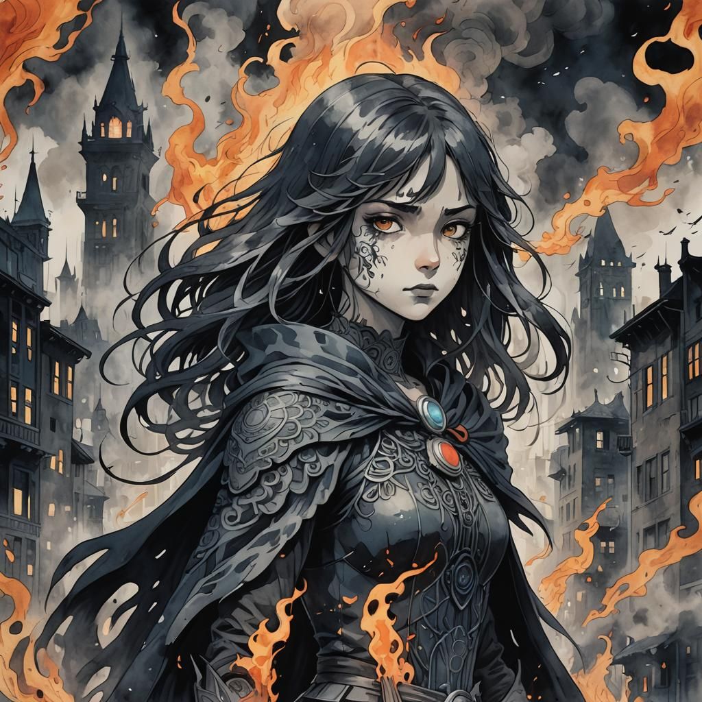 Raven DC Comics in Studio Ghibli Anime Style