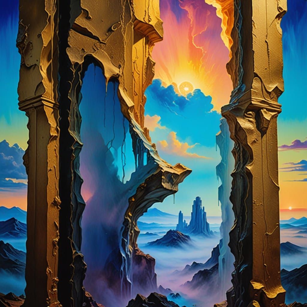 Dreamlike Surrealist Masterpiece of Melting Stone