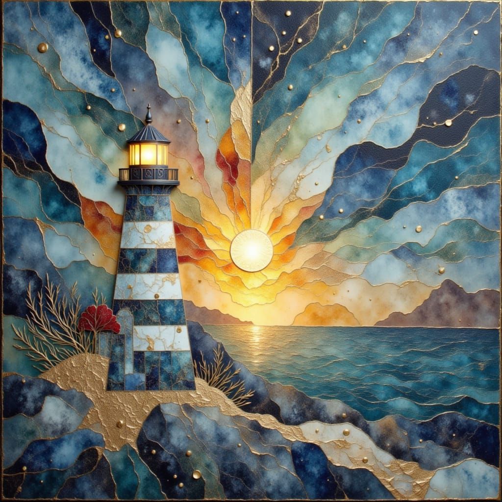 Electric Arc Lighthouse with Quilling Flourishes