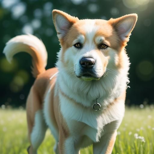 Tazy Dog Portrait in Meadow with Bokeh Effect