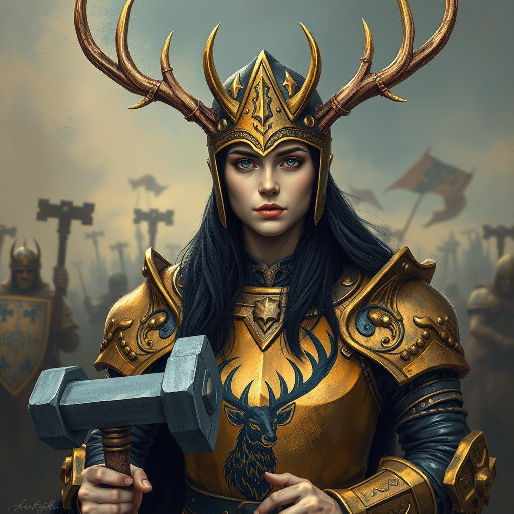 Medieval Princess Victory on Battlefield