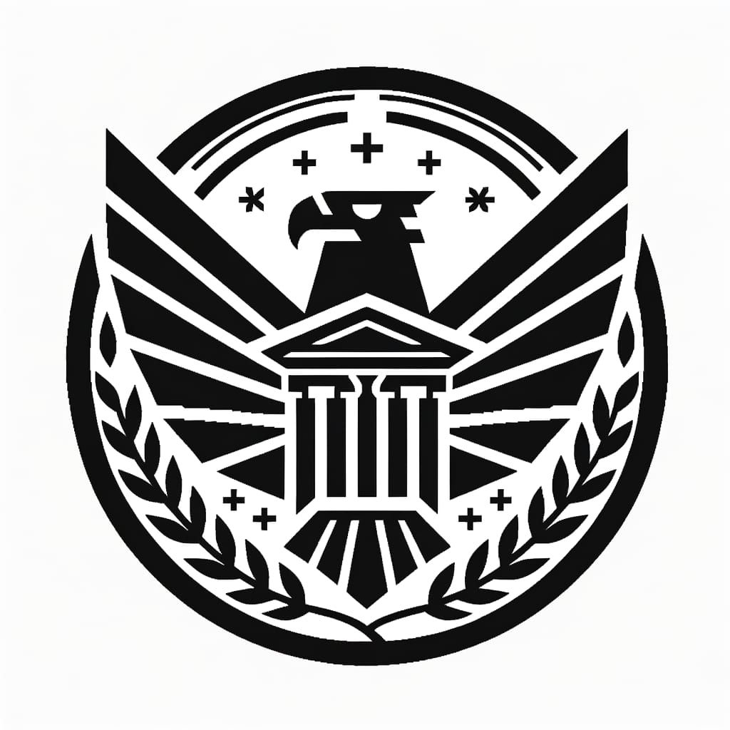 Geometric Eagle Emblem with Greek Temple Logo
