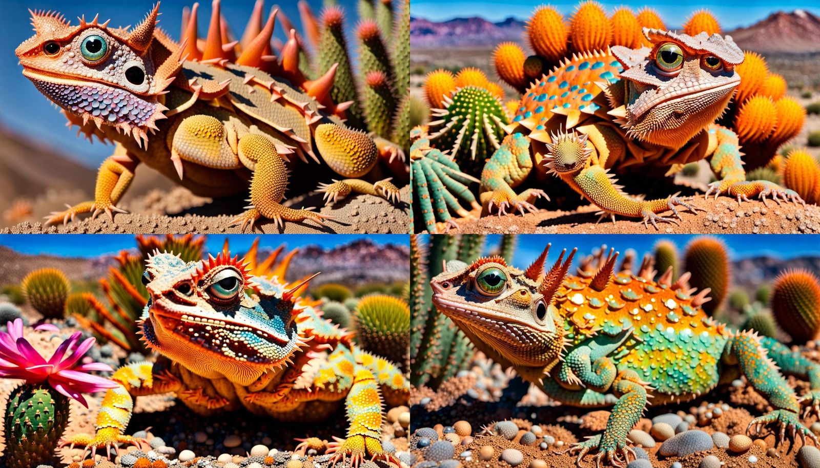 Iridescent One-Eyed Lizard Portrait in Detailed Style