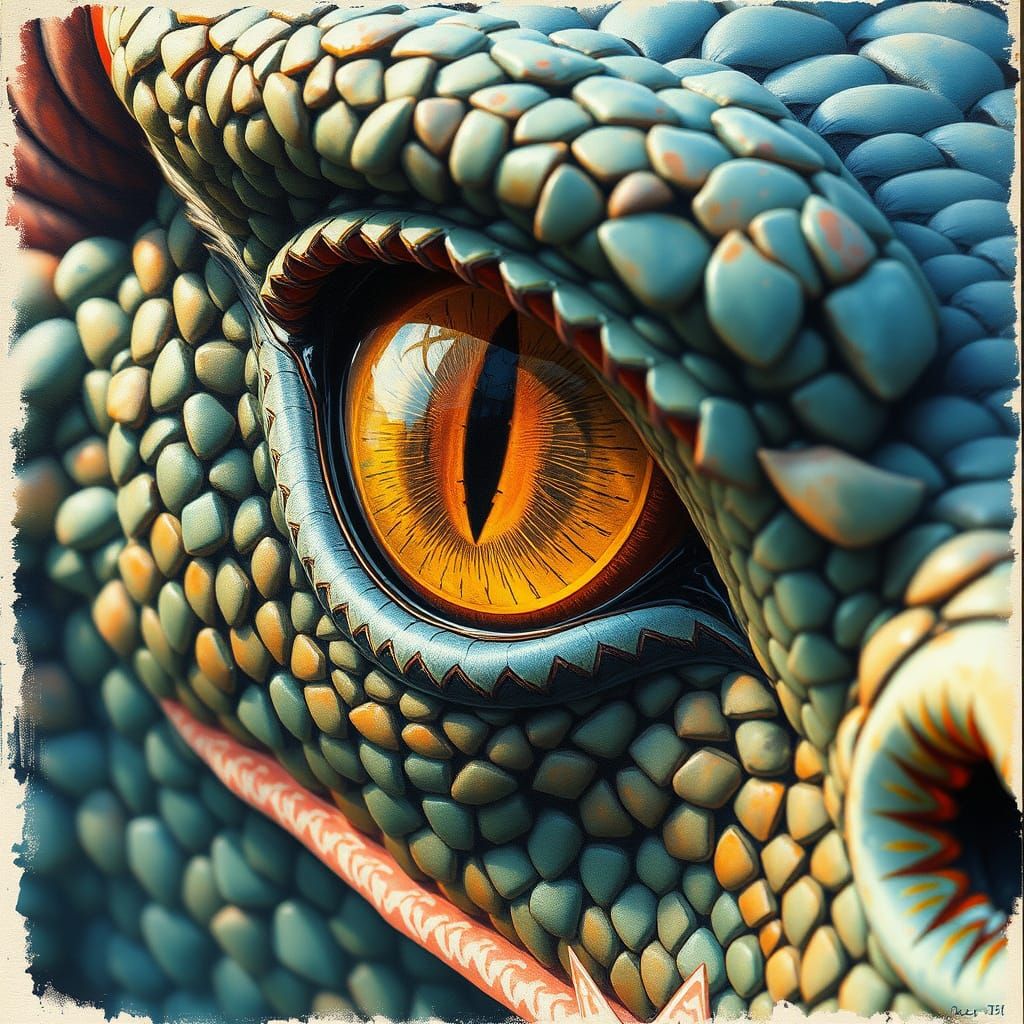 Intricate Dragon Eye Close-Up in Digital Art Style