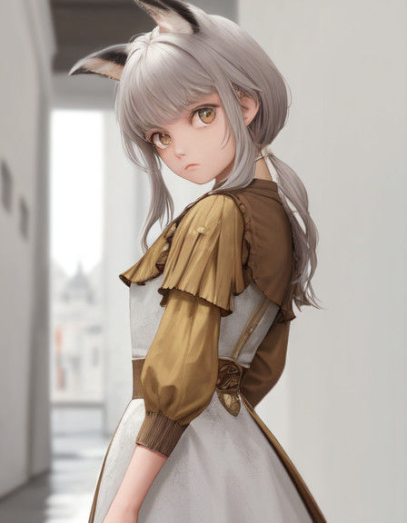 Ethereal Woman with Subtle Canine Features in Soft Realism S...