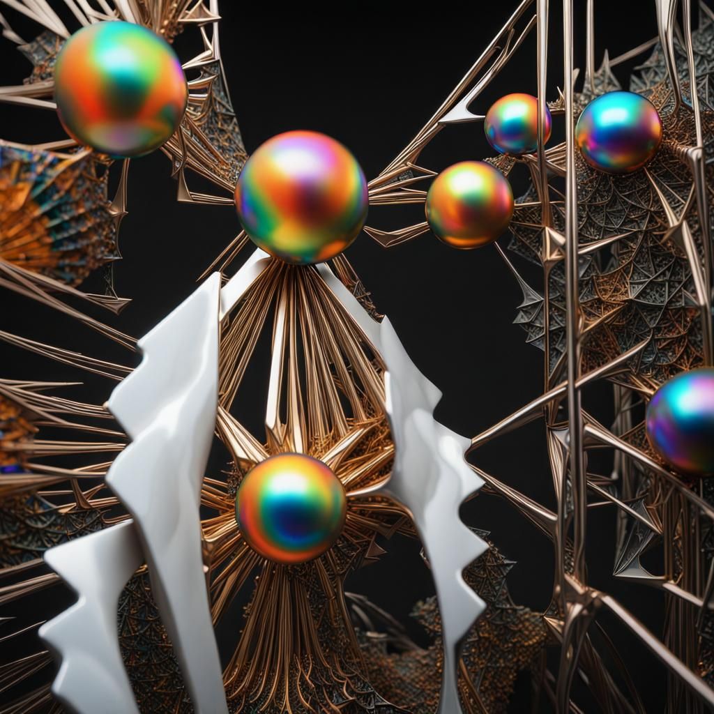 Surreal Metal Sculpture in Black and White Room