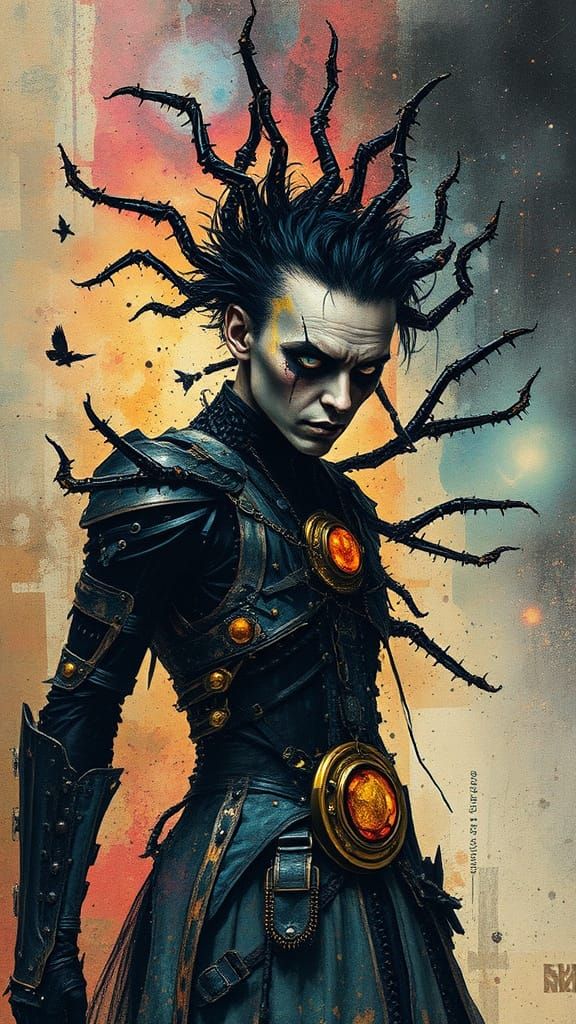 Biopunk Nebulae Scissorhands as Alcohol Ink Art