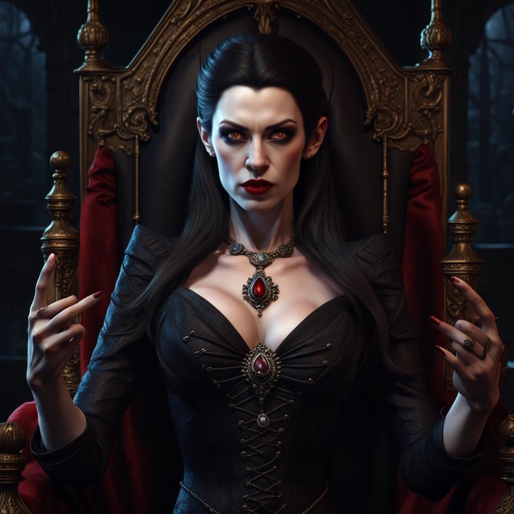 Hypnotic Vampire Mistress Portrait in Detailed Matte Paintin...