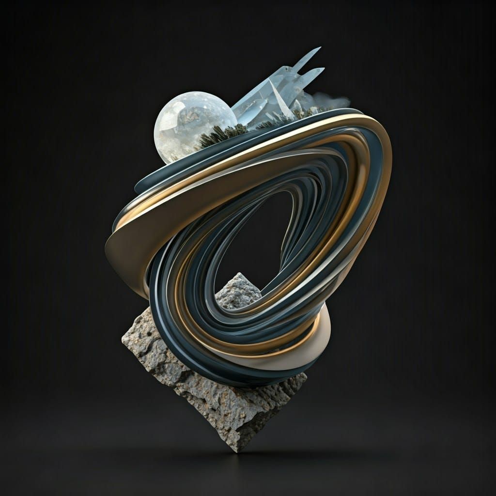 Ethereal Abstraction in Polished Metal and Translucent Resin