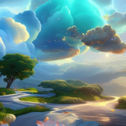 Beautiful Cloudy Sky in Hyperdetailed Digital Art