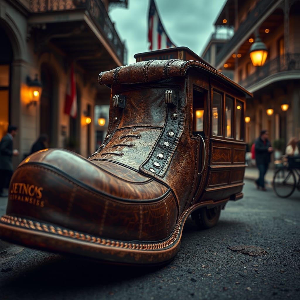 Surreal Shoe Streetcar in New Orleans