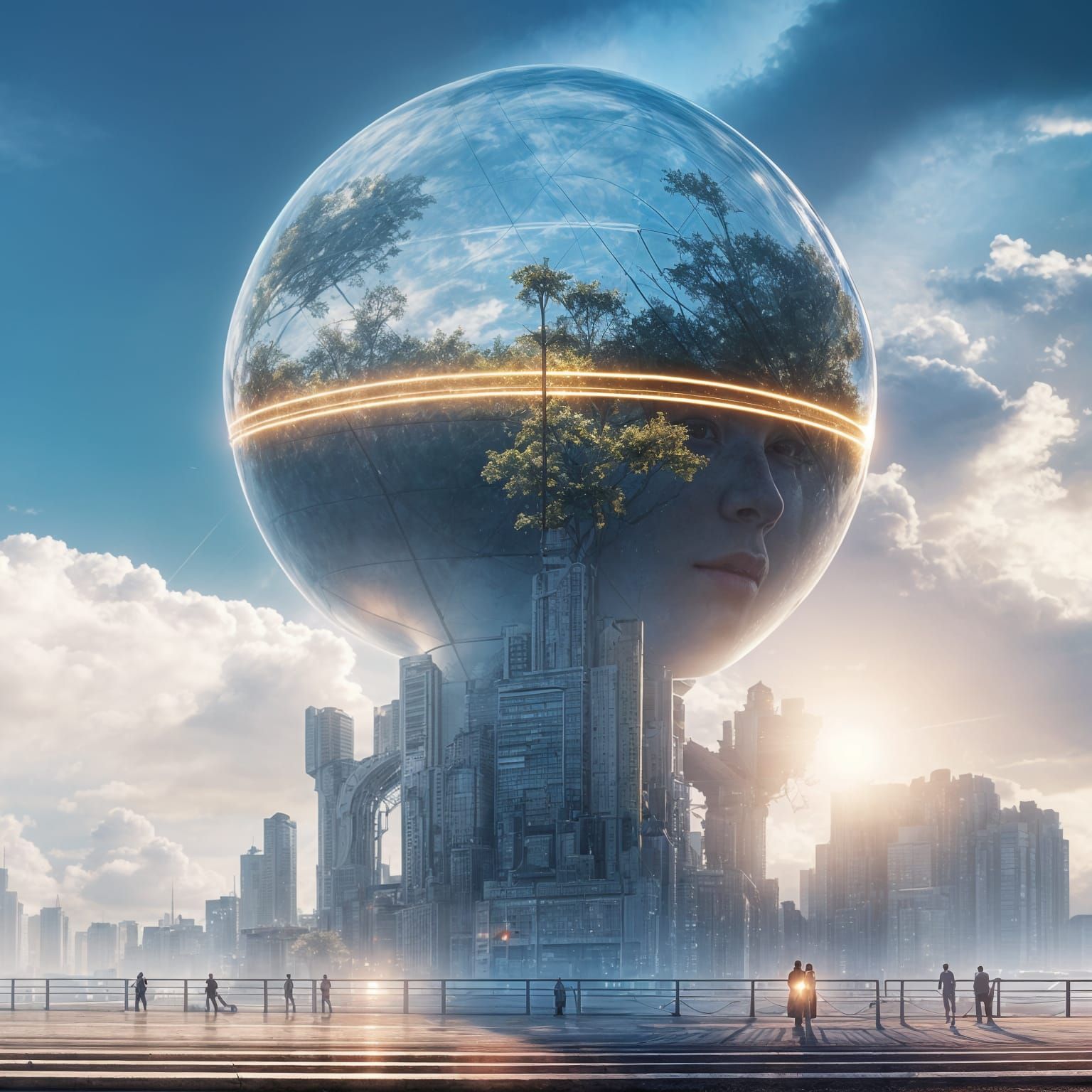 Detailed Double Exposure Portrait in Hyperrealism