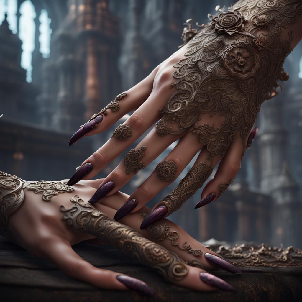 Detailed Matte Painting of Fingernails