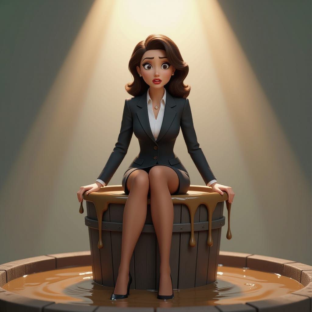 CEO on Dunk Tank in Pixar-Inspired 3D Art Style