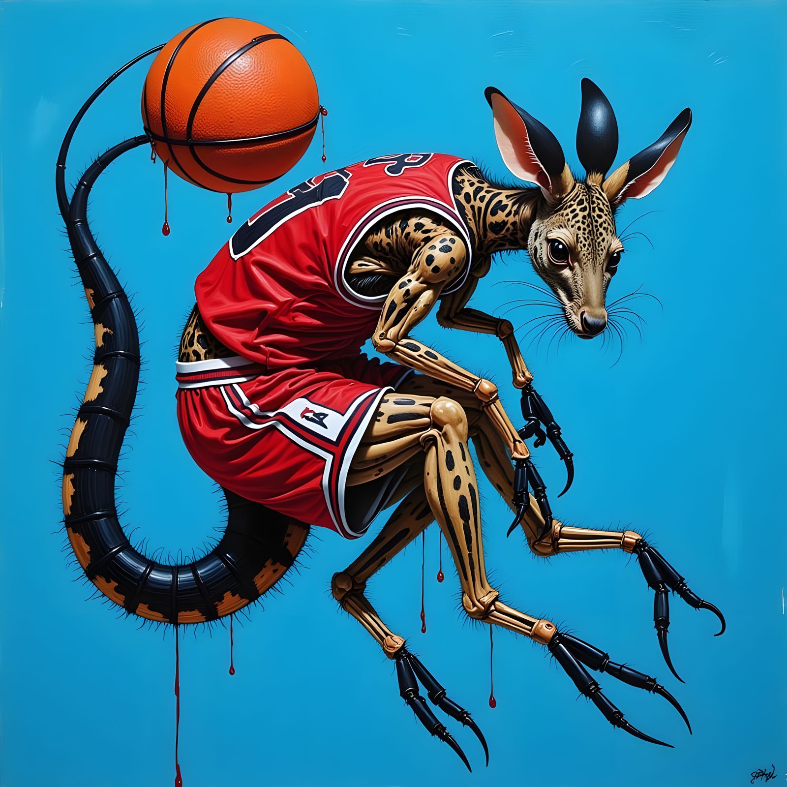 Savage Kangaroo Dunking in Chicago Bulls Uniform with Vibran...