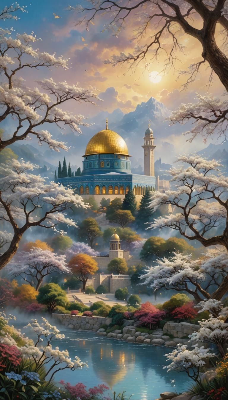 Dome of the Rock in Ethereal Golden Light
