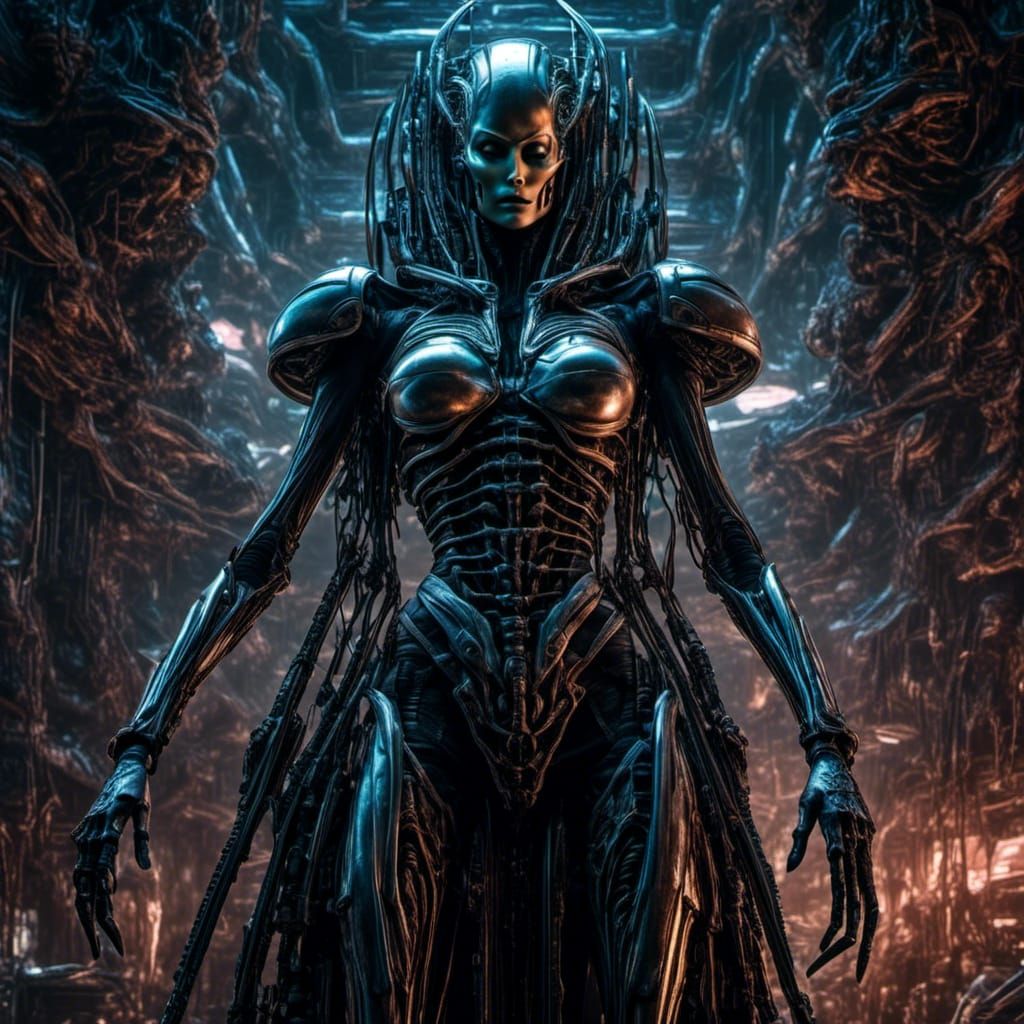 Thorn Armored Queen of Hell in Biopunk Style