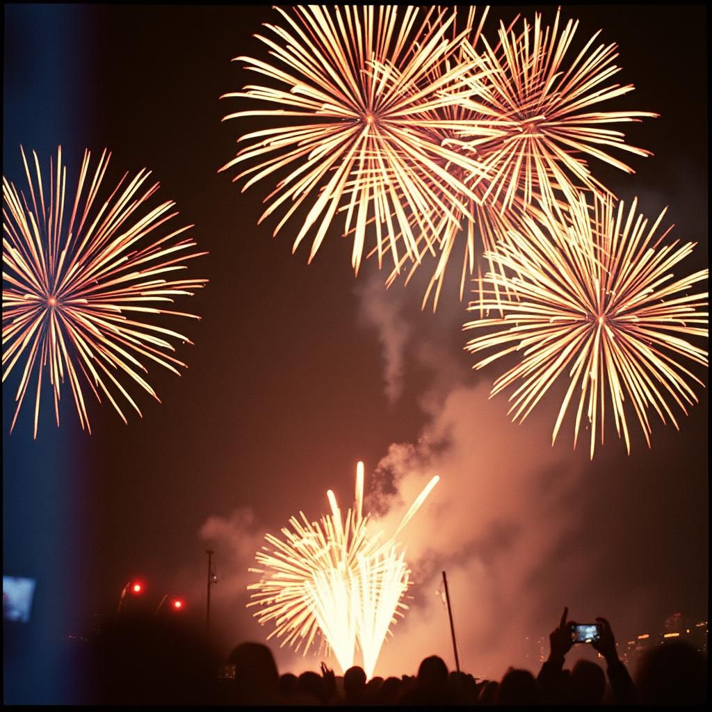 Neon Fireworks Light Up New Year's Eve