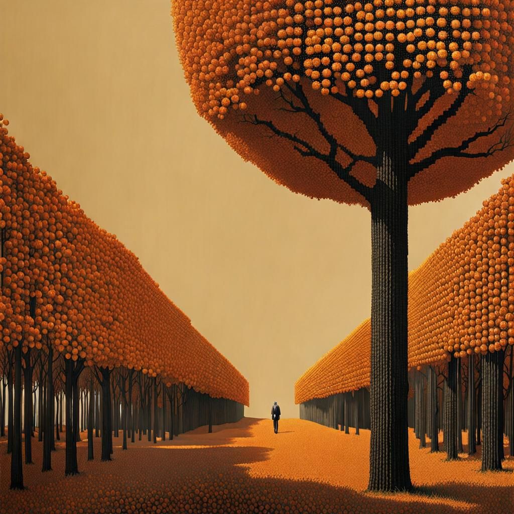 Ascii Art Optical Illusion: Find the Orange Tree