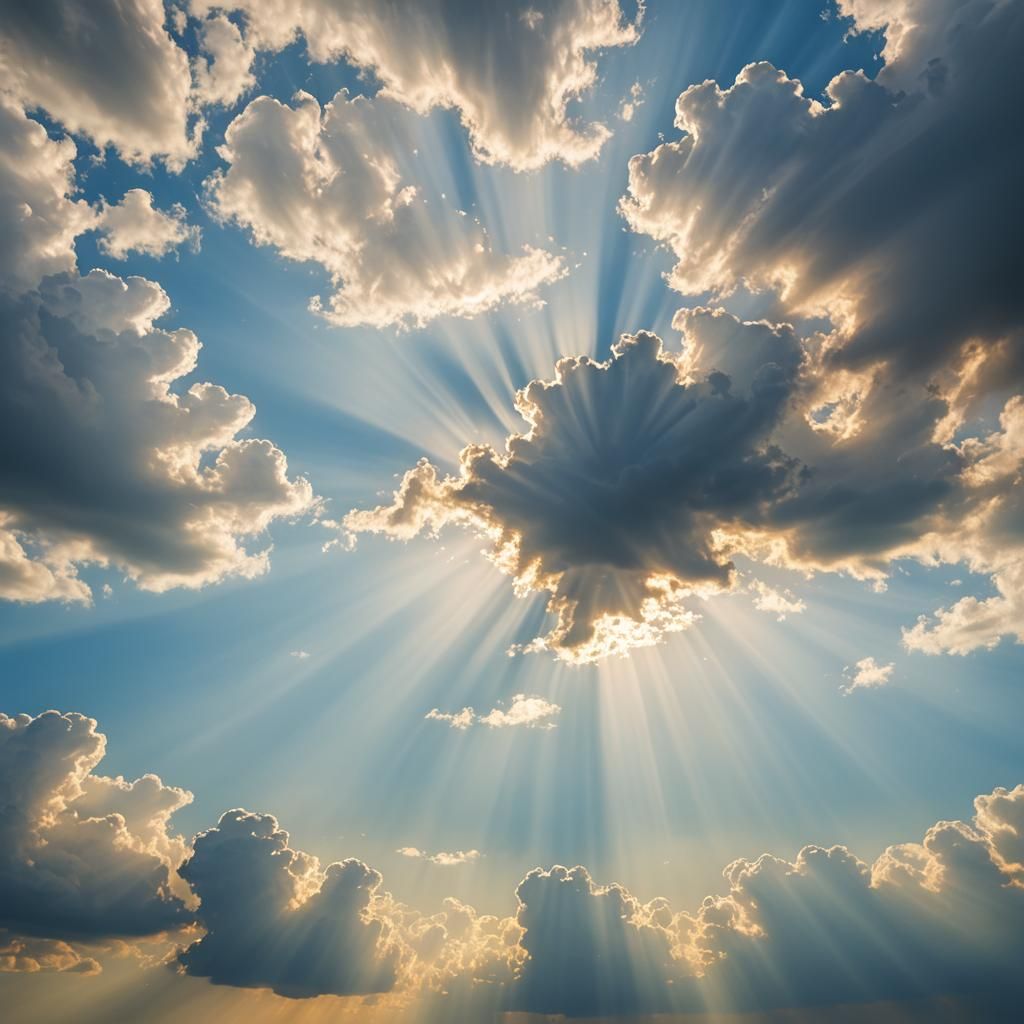 Entering Heaven: Divine Sunshine Through Clouds
